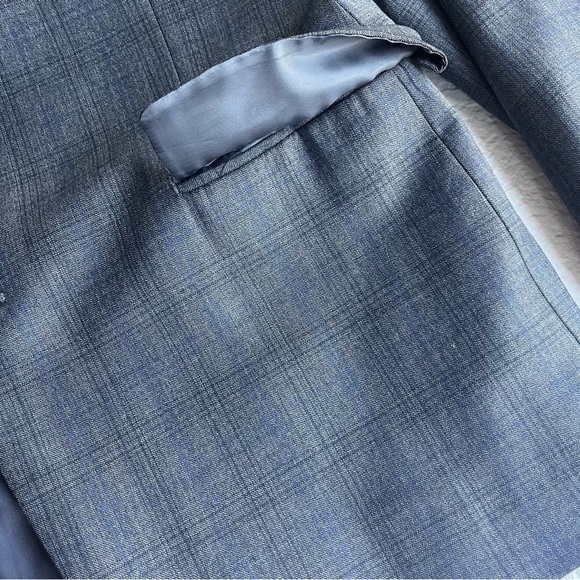 RRL Ralph Lauren Wool Jacket‎ Coat Blazer Gray W/Blue Plaid 42R ?See Description - Picture 7 of 12
